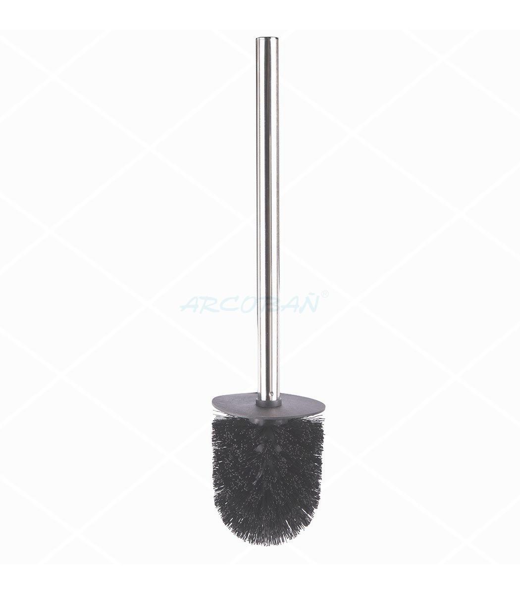 Escobilla negra tapa cromo baño REPUESTO ESCOBILLA ACERO NEGRA CON TAPA - Imagen 1