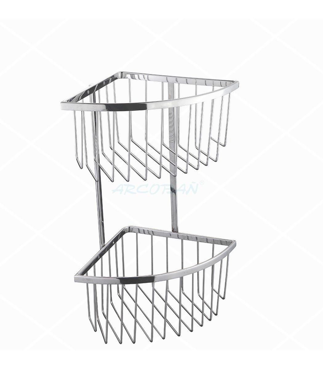 Cestas esquina inox baño doble RINCONERA DOBLE ACERO INOX - Imagen 1