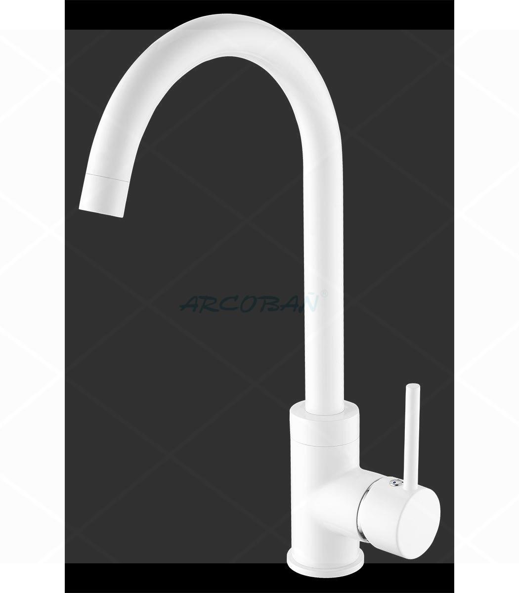 grifo cocina blanco laton cisne MONOMANDO FREG. CAYENNE BLANCO - Imagen 1