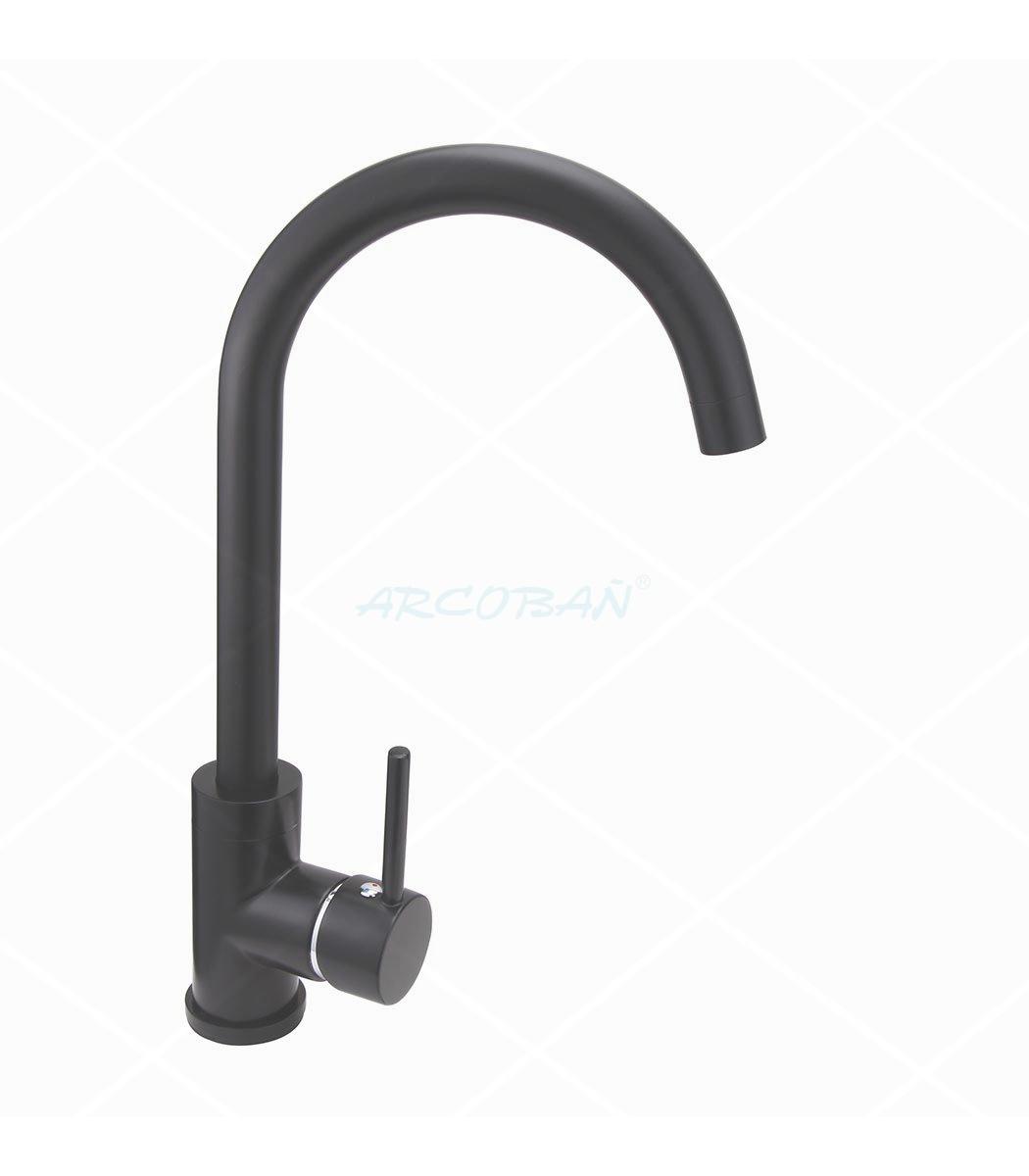 grifo cocina negro laton cisne MONOMANDO FREG. CAYENNE NEGRO - Imagen 1