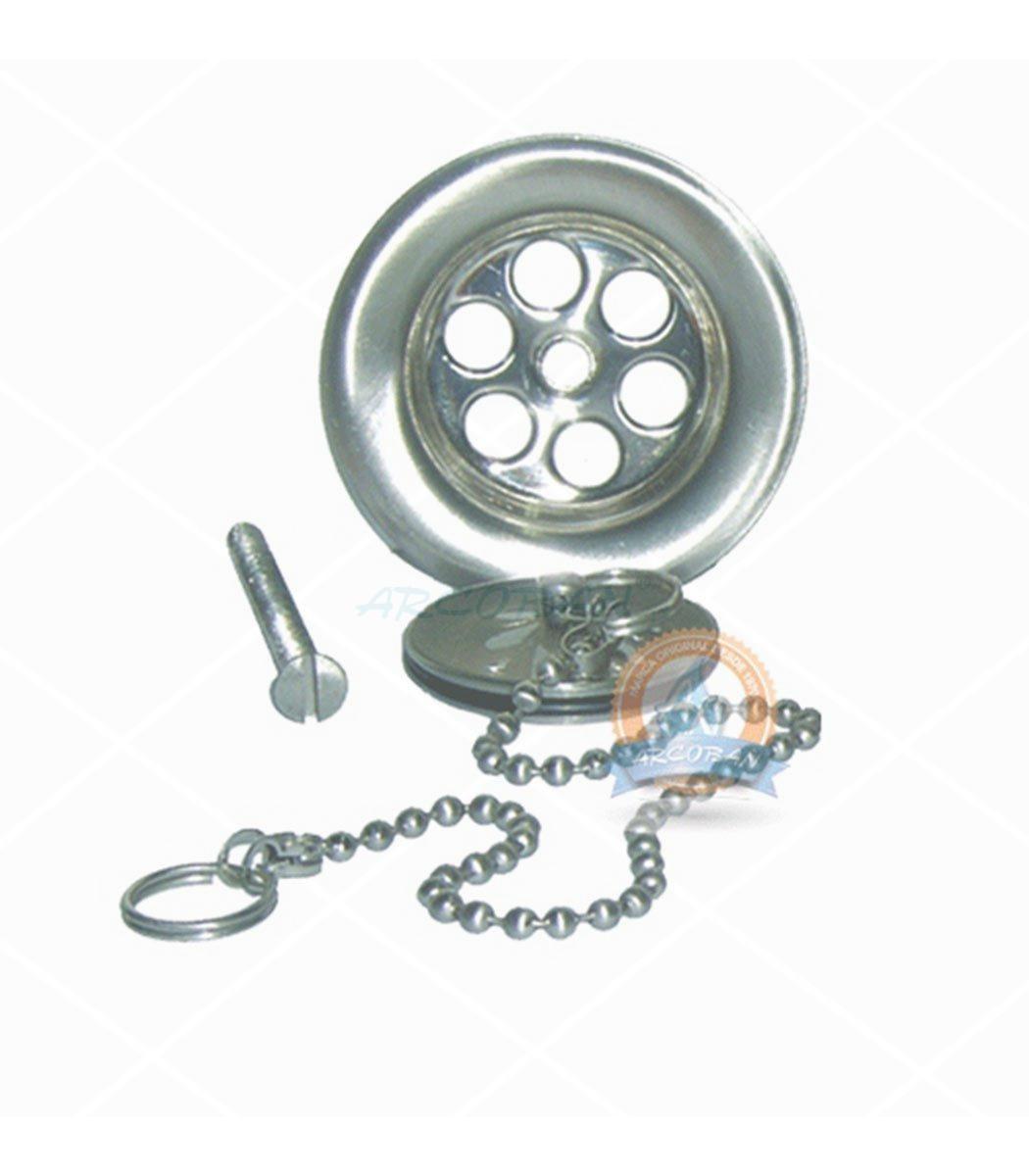 Valvula lavabo tapon cadena tornillo cromo CONJUNTO VÁLVULA LAVABO CROMO - Imagen 1