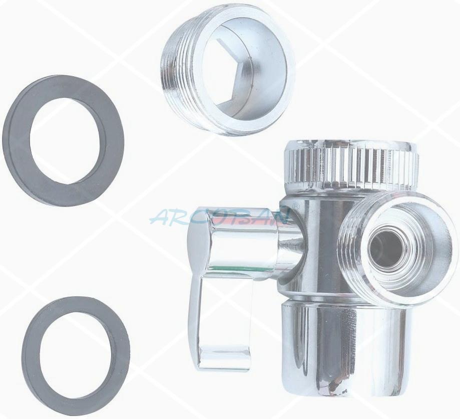 1ADAP3V grifo adaptador lavabo ducha VALVULA DESVIADOR INOX MONOMANDO (M24/H22) - Imagen 1