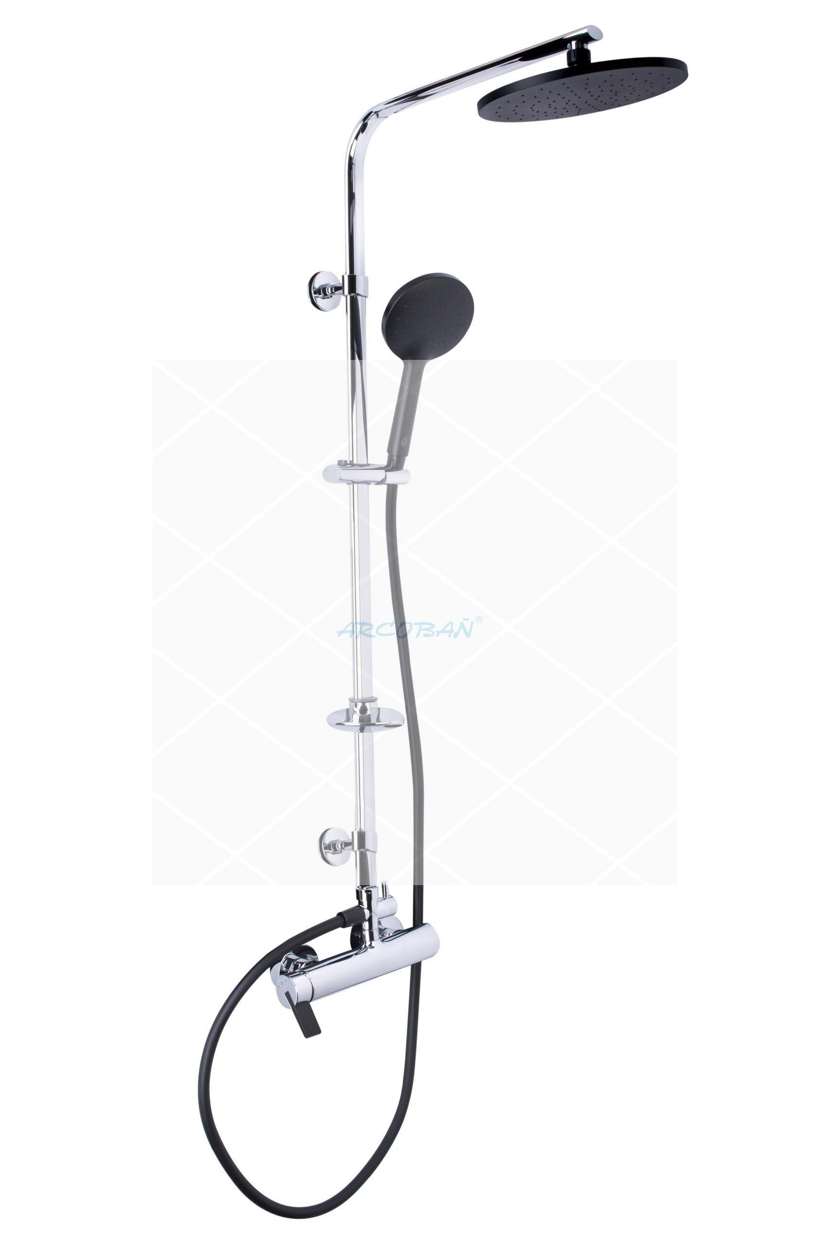 13ESC2 Escala con Black con soporte COLUMNA DUCHA ESCALA2 MONOMANDO BLACK NEGRO - Imagen 1