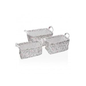 SET 3 CESTAS RECTANGULAR ROSAS