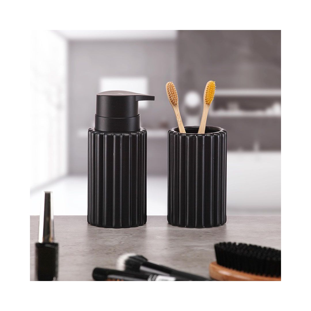 Dosificador + vaso Tanger negro