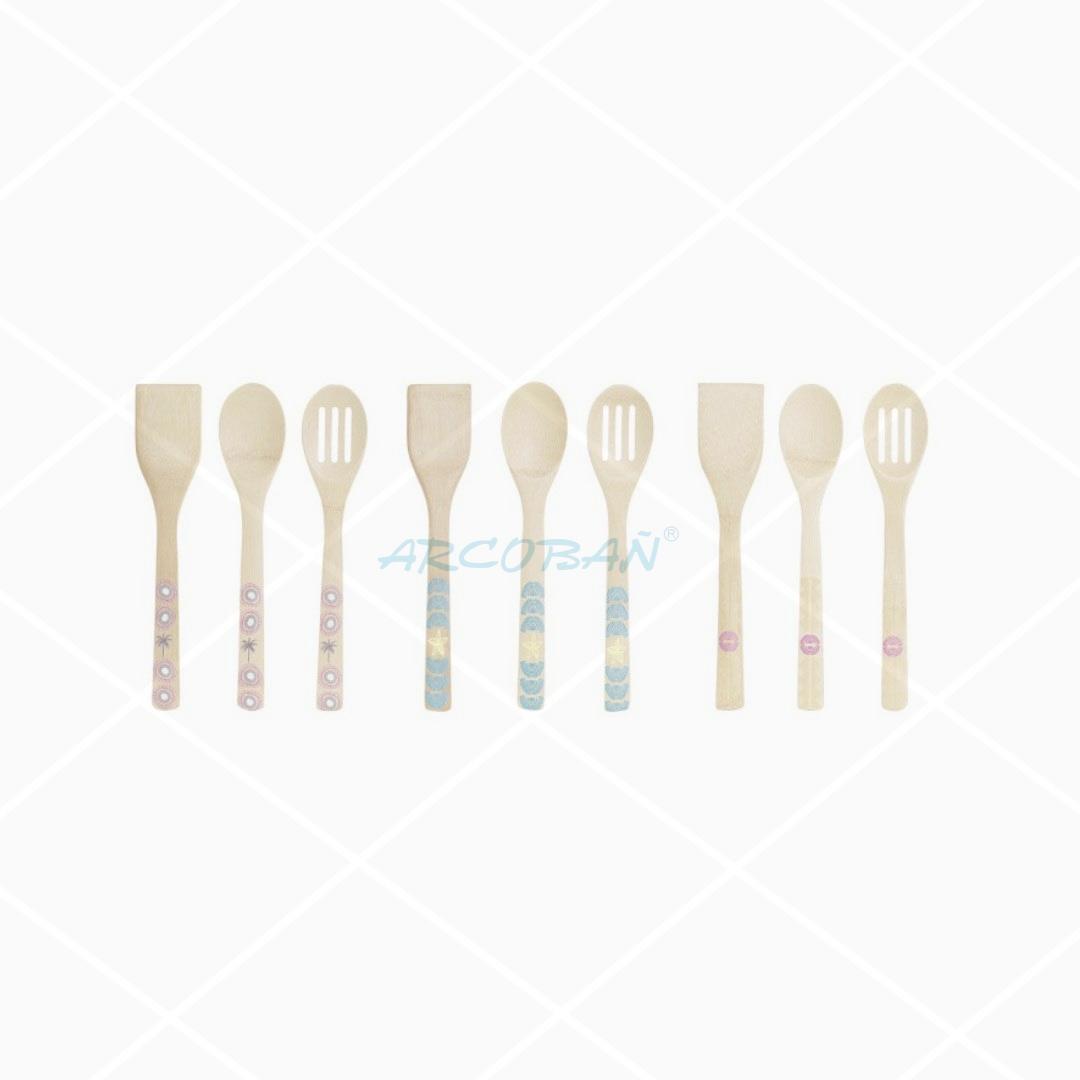 set 3 utensilios madera Tropical SET 3 UTENSILIOS MADERA COCINA TROPICAL - Imagen 1