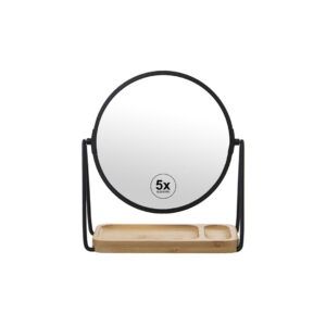 ESPEJO SOBREMESA NEGRO CON SOPORTE BAMBU 1/5 AUM. 17CM