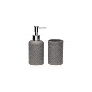 SET DOSIFICADOR + VASO TOLEDO GRIS