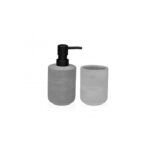 SET DOSIFICADOR + VASO GRIS LUNA