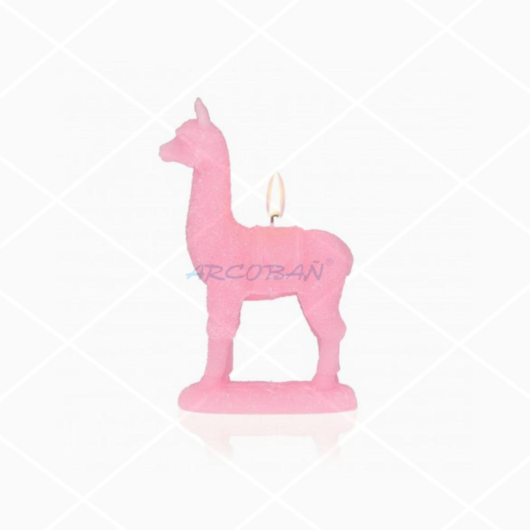 Vela alpaca grande rosa VELA DECORATIVA CERA LLAMA ROSA - Imagen 1