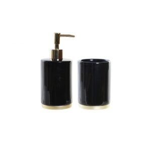 SET DOSIFICADOR/DISPENSADOR JABÓN + VASO GRES NEGRO TURÍN