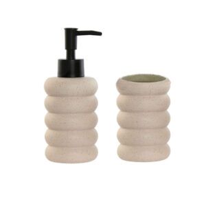 SET DOSIFICADOR/DISPENSADOR JABÓN + VASO BEIGE VIENA