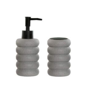SET DOSIFICADOR/DISPENSADOR JABÓN + VASO GRIS VIENA