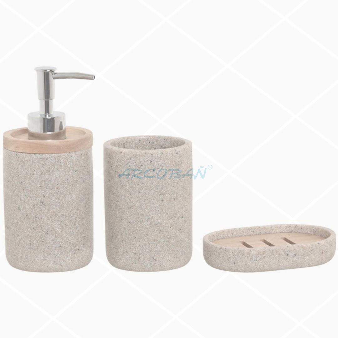Dispensador, portacepillos y jabonera Marsella SET DOSIFICADOR + VASO + JABONERA MARSELLA - Imagen 1