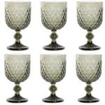 JUEGO 2 COPAS CRISTAL TALLADO GRIS