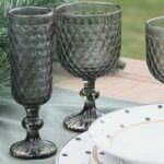 JUEGO 2 COPAS GRANDES CRISTAL TALLADO GRIS