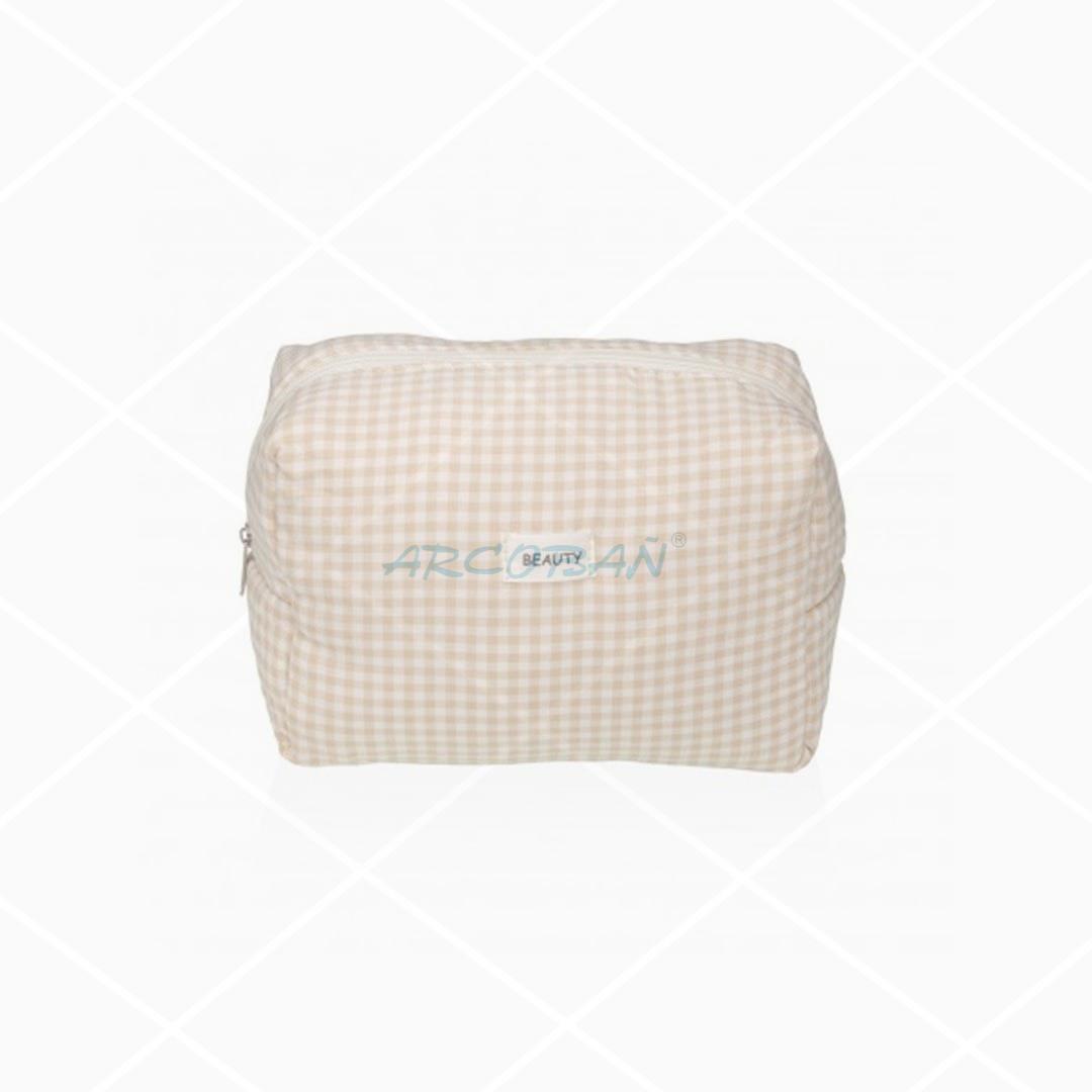 22390321 Neceser cuadros beige grande Lucia NECESER LUCIA CUADROS BEIGE GRANDE - Imagen 1