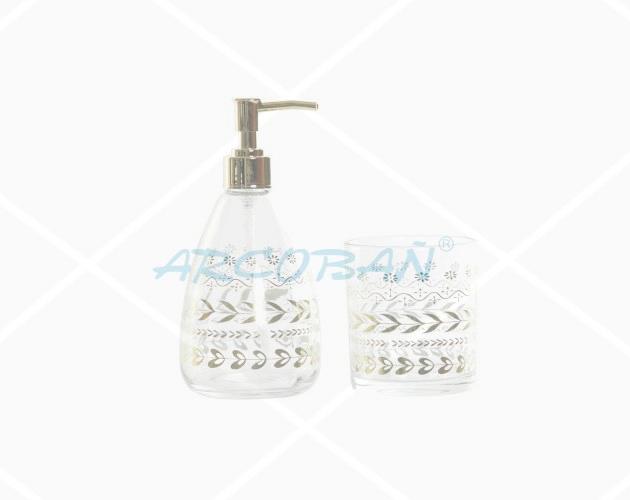 vaso y dosificar crital granda LOTE DISPENSADOR/DOSIFICADOR JABON + VASO GRANADA - Imagen 1