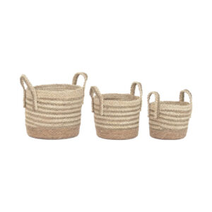 SET 3 CESTAS MIMBRE FIBRA NATURAL 30X30X32