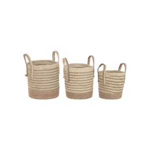 SET 3 CESTAS MIMBRE FIBRA NATURAL 25x28x32