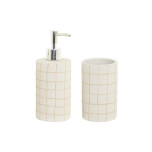 SET DISPENSADOR/DOSIFICADOR JABÓN + VASO BLANCO/NARANJA BARCELONA