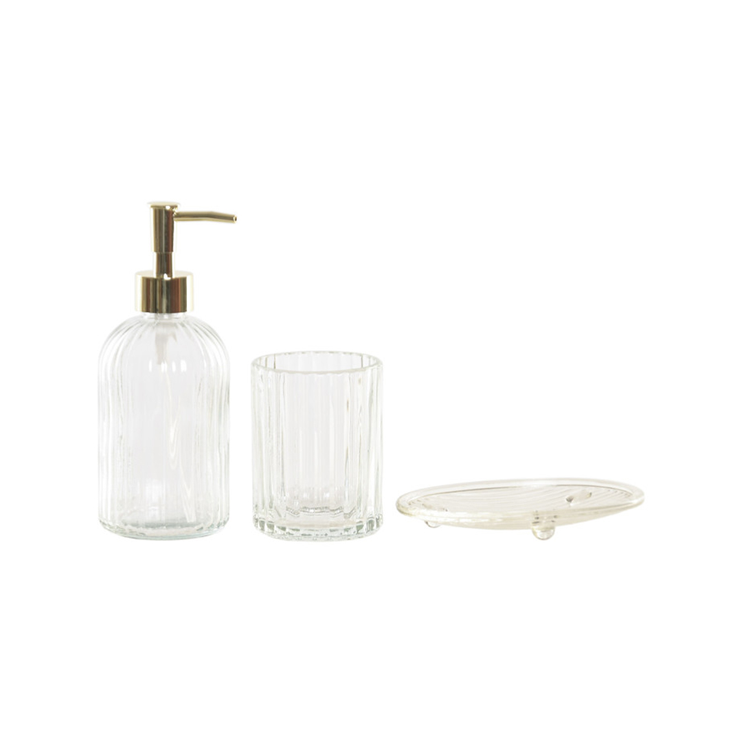 Dispensador + vaso + jabonera cristal Alicante