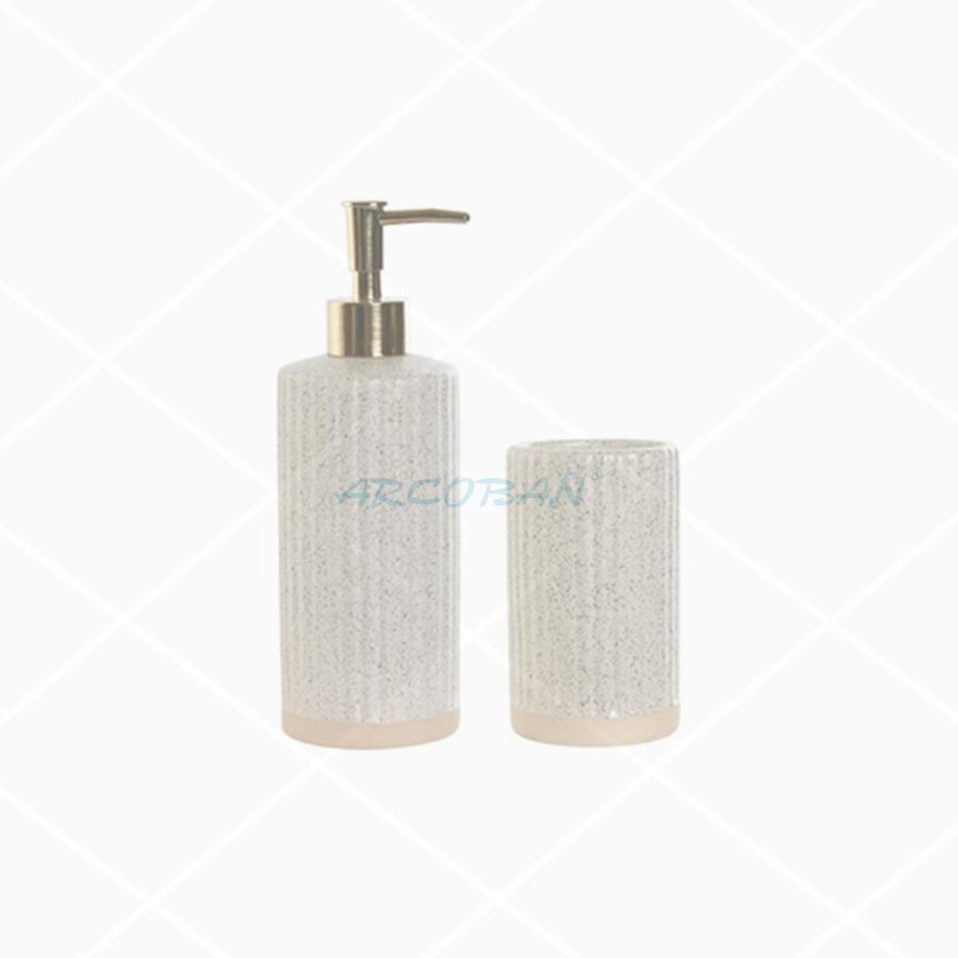 Dosificador + vaso Munich gres SET DOSIFICADOR/DISPENSADOR + VASO MUNICH MATE BEIGE - Imagen 1