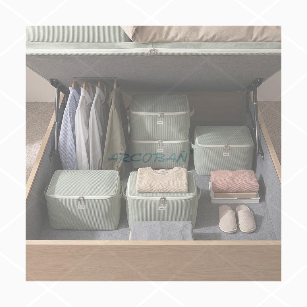 cajas almacenamiento pana verde menta CAJA ALMACENAMIENTO VERDE MENTA S (26X38X26cm) - Imagen 1