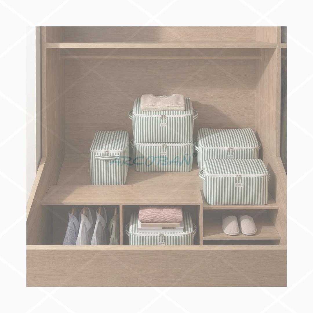 cajas almacenamiento rayas verdes CAJA ALMACENAMIENTO RAYAS VERDES S (38X26X26cm) - Imagen 1